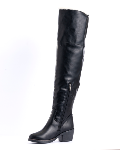 Over knee Black Boots - Fur