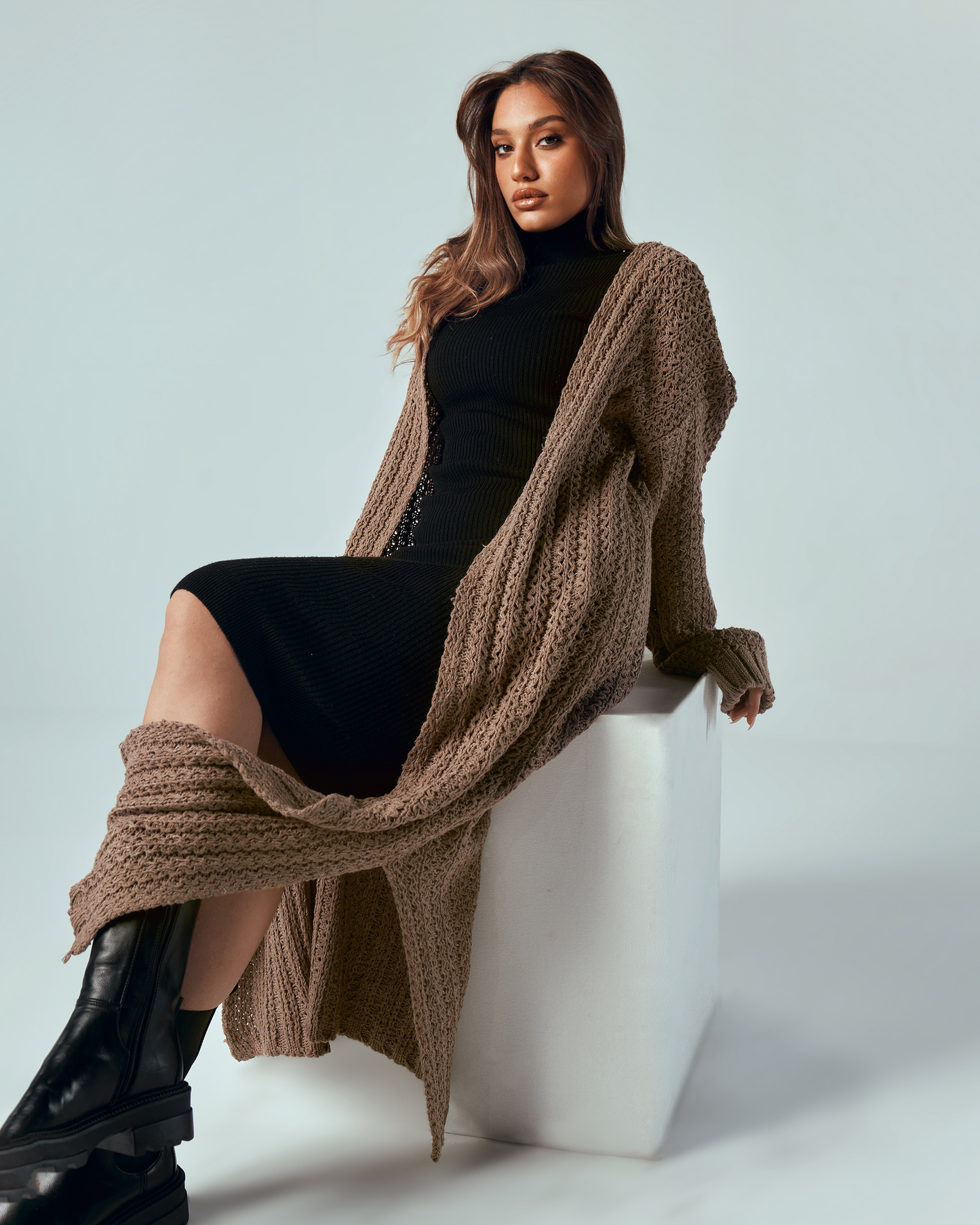 Knitted grace coat - Cafe