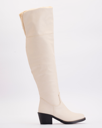 Over knee Ivory Boots - Fur